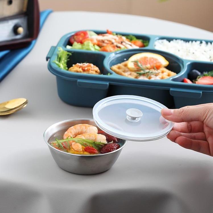 Elegante Bento Box für Erwachsene, 5 Fächer für gesunde Mahlzeiten unterwegs, leicht zu reinigen.
