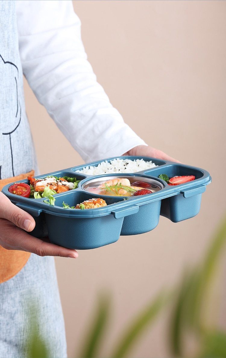 Große Bento Brotdose mit 5 Fächern, perfekt für Portionen bei Arbeit, Reisen oder Outdoor-Aktivitäten.