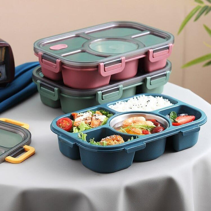 Nachhaltige Bento Box mit 5 Trennfächern, ideal für Zero Waste Mittagessen, BPA-frei.