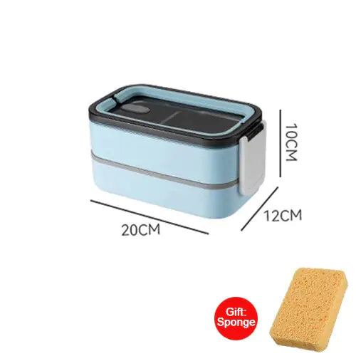 Hochwertige Edelstahl Bento-Lunchbox mit zwei Ebenen, perfekt für sichere und frische Mahlzeiten.