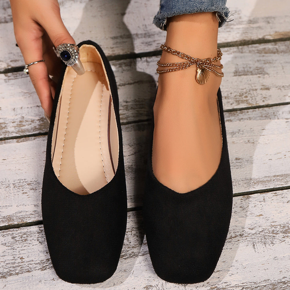 Elegante flache Ballerinas für Damen, perfekt für Freizeit und Büro, mit komfortabler anatomischer Fußbettung.