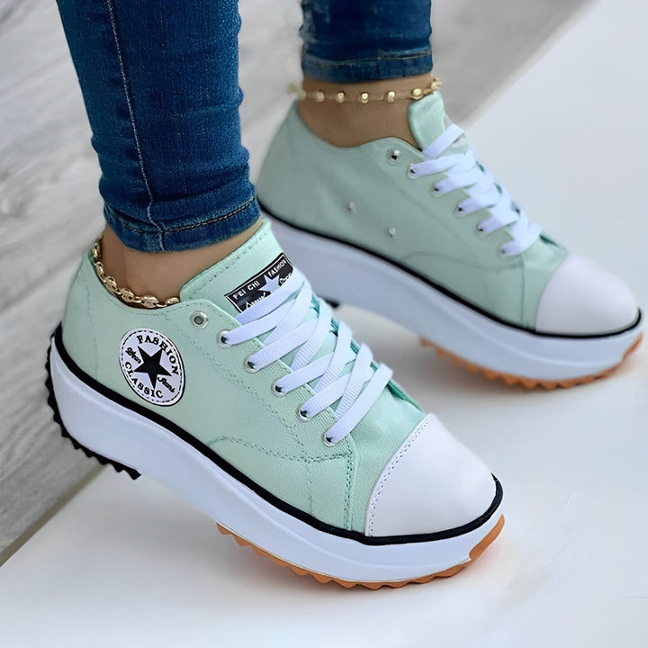 Ergonomische Damen Canvas Turnschuhe unterstützen die Haltung und lindern Schmerzen im Alltag.