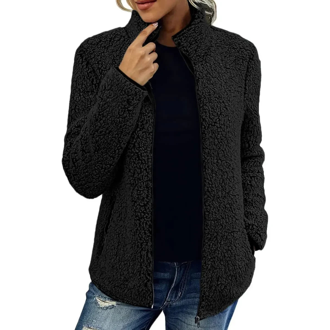 Modische Damen Weste "Petra" für den Alltag. Hochwertige Fleece-Weste mit elegantem hohem Kragen für Frauenmode.