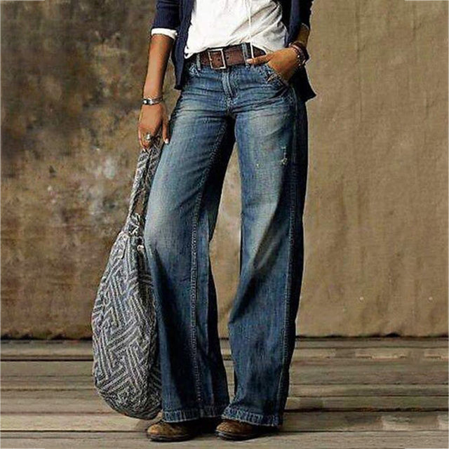 Stylische weite Damen Loose Fit Hose für Frühling & Sommer; perfekt für lässige Alltags-Looks.