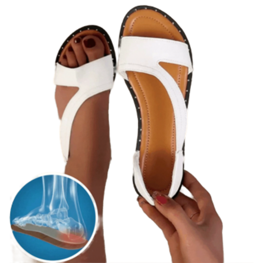Bequeme Damen Römersandalen, leichte Sommer Flats für Strand & Freizeit. Perfekt als Slip-On Freizeitschuhe.
