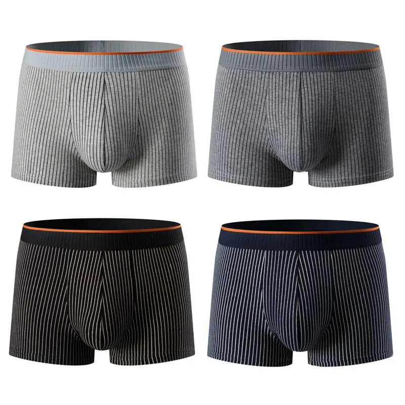 Gestreifte Herren Boxershorts, bequem und atmungsaktiv, mit elastischem Bund für perfekten Sitz und Komfort.