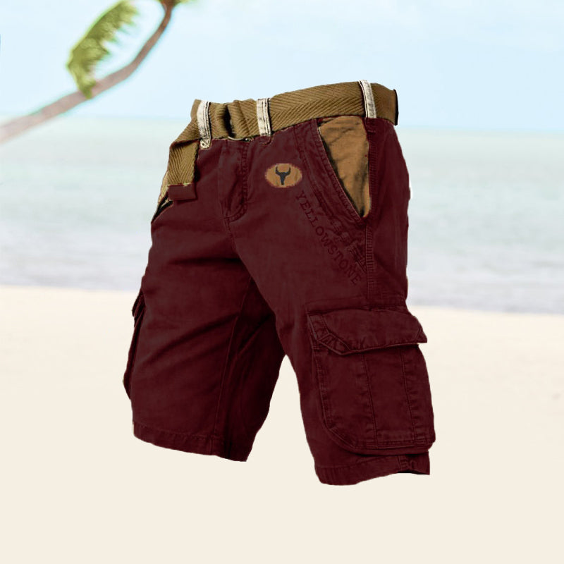 Robuste Herren Cargo-Shorts in Khaki mit vielen praktischen Taschen. Perfekt als Outdoor- & Arbeitsshorts.
