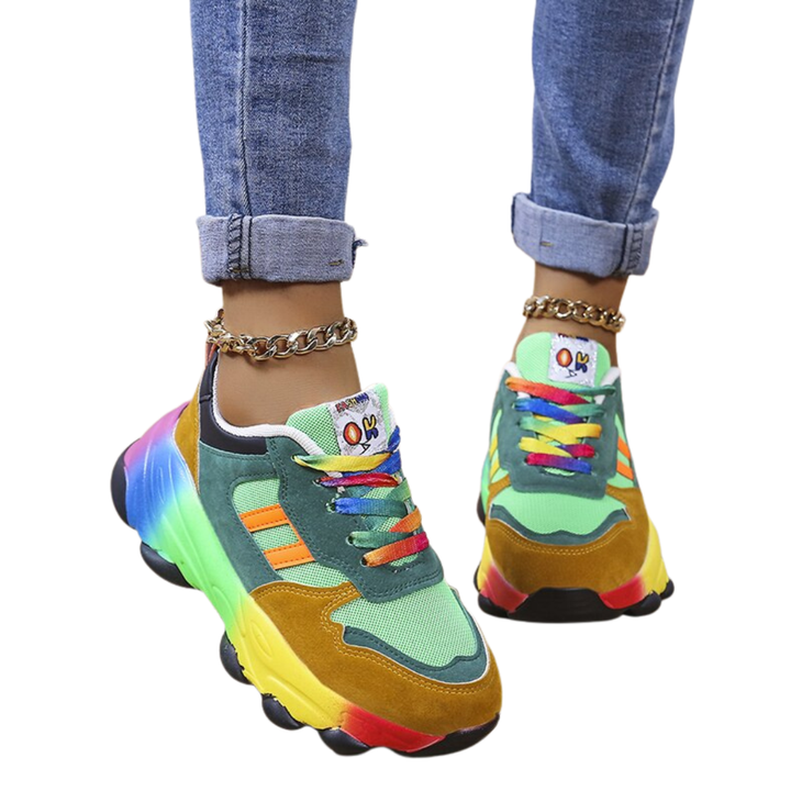 Bequeme orthopädische Damen-Laufschuhe mit Plateau-Sohle. Ideal für Komfort und Stil im Alltag.