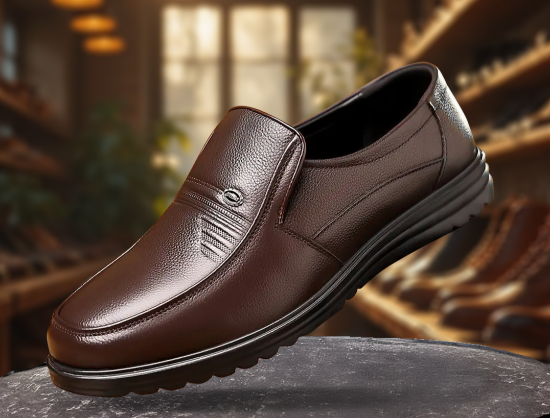 Nahaufnahme bequemer Herren Loafer aus hochwertigem Material in Schwarz, stilvoll und komfortabel.