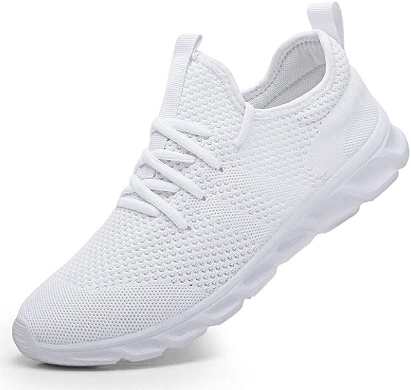Bequeme weiße Damen Freizeitschuhe mit Fußunterstützung für Alltag & Sport; leichter Sneaker.