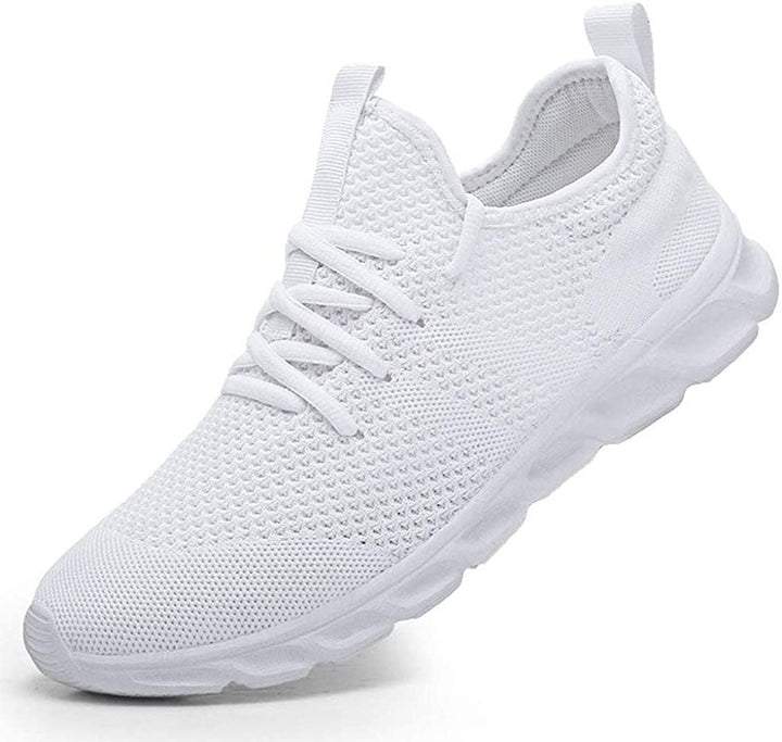 Bequeme weiße Damen Freizeitschuhe mit Fußunterstützung für Alltag & Sport; leichter Sneaker.