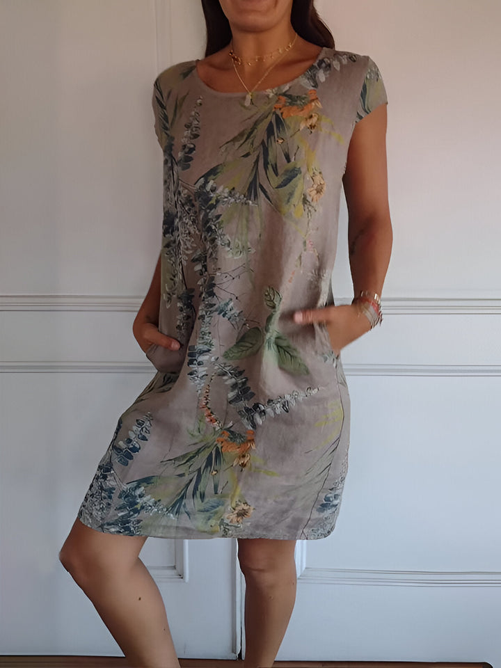 Komfortables Damen Midi Kleid mit klassischem Rundhalsausschnitt, perfekt für elegante Auftritte.