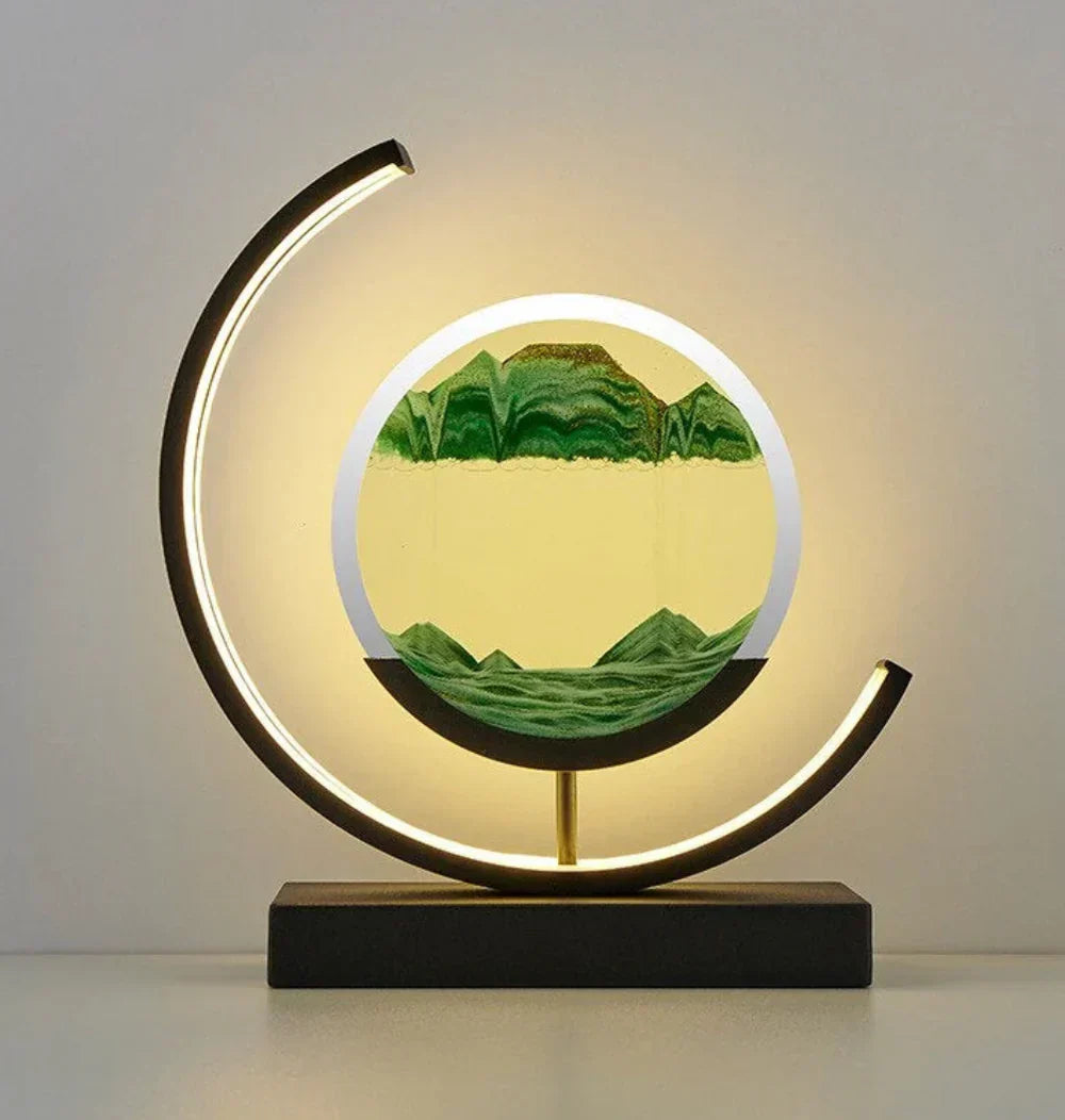 Beruhigende Sandlandschaft Lampe, fließender Sand, entspannendes Ambiente für Wohnkultur & Schlafzimmer.