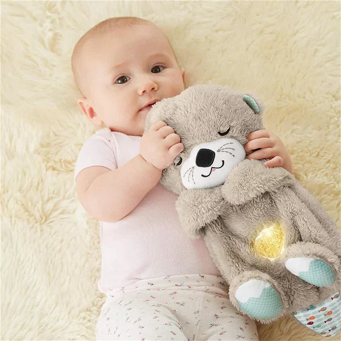 Entspannendes Kuscheltier Otter mit sanften Melodien und simulierten Atem-Bewegungen für ruhigen Babyschlaf.