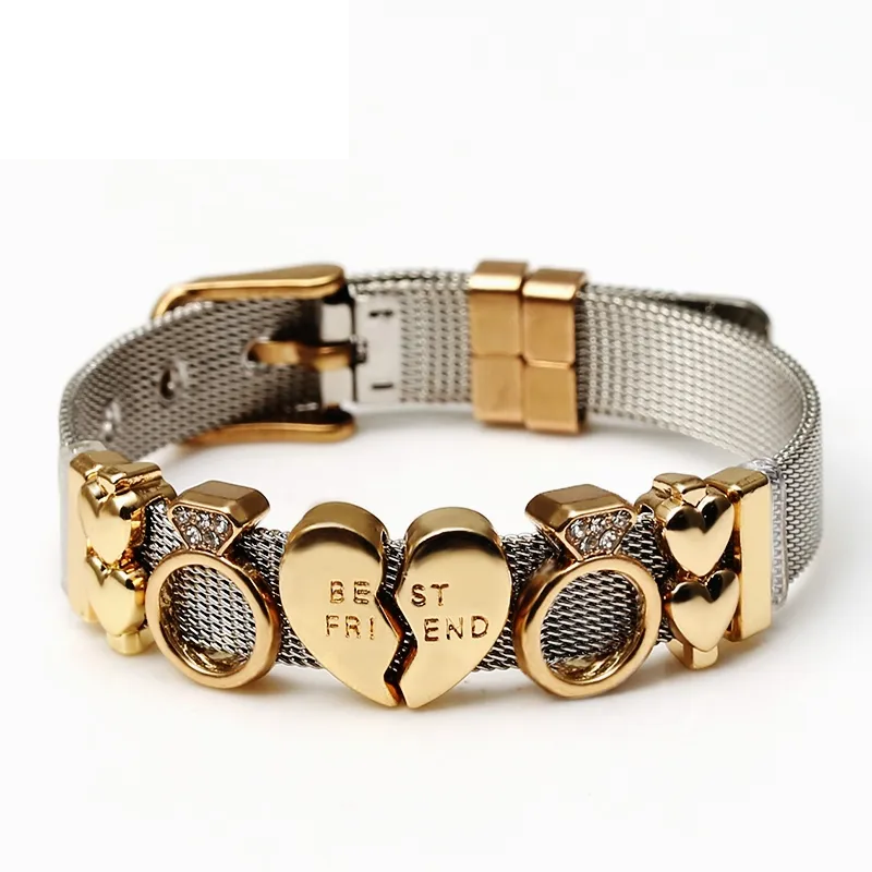 Damen Zweifarbiges Mesh-Armband, elegant mit Glanz, für jeden Anlass.