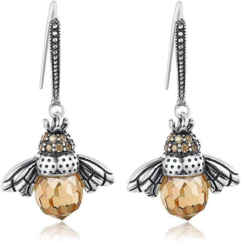 Feminine Damen Tropfenohrringe, Bienenkönigin-Kristall, symbolisieren Eleganz & Stärke. Einzigartiger Schmuck.