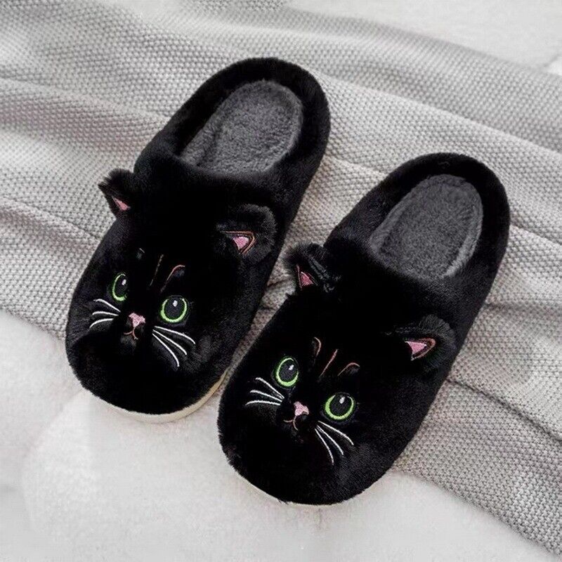 Warme Pantoffeln für Damen & Herren, Dorie Kuschelhausschuhe in Katzen-Optik, perfekt für zu Hause.