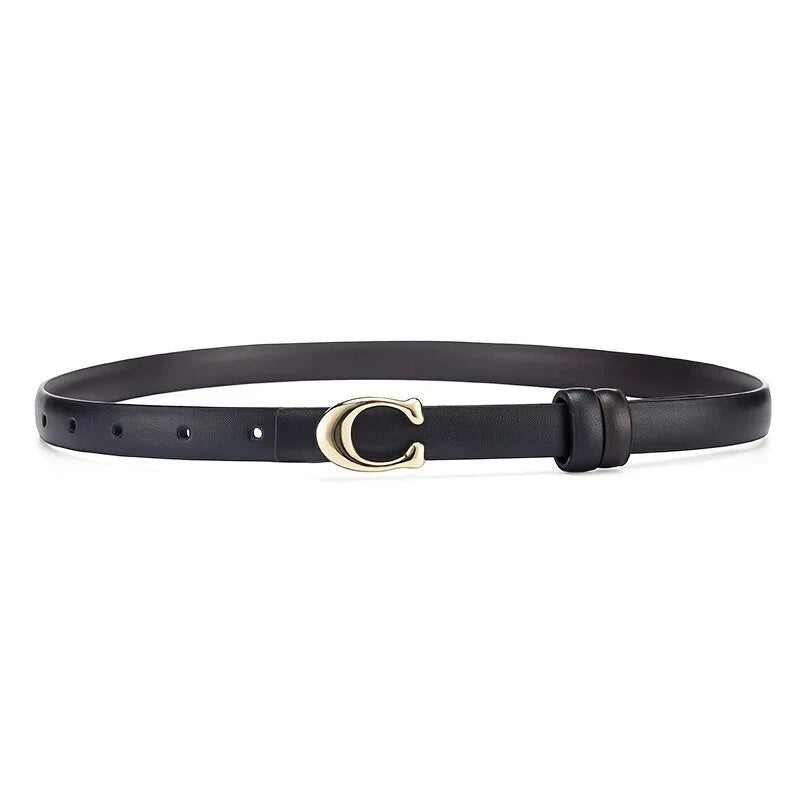 Vielseitiger Unisex Gürtel mit eleganter C-Schnalle. Dünnes, doppelseitiges Accessoire, perfekt für modebewusste Looks.