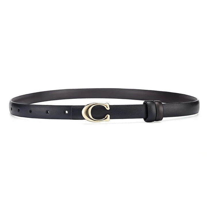 Vielseitiger Unisex Gürtel mit eleganter C-Schnalle. Dünnes, doppelseitiges Accessoire, perfekt für modebewusste Looks.