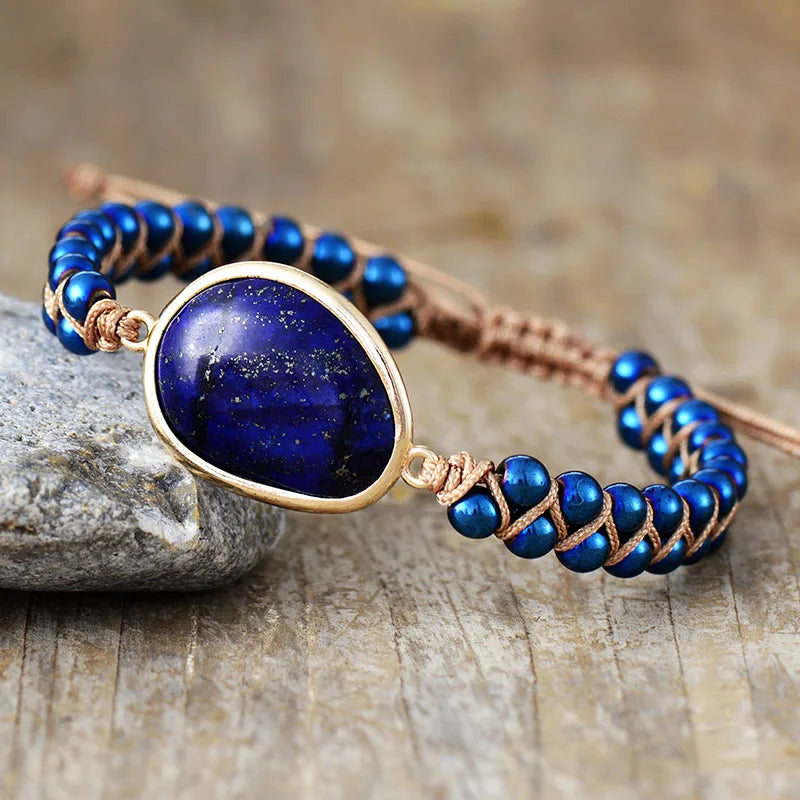 Stilvolles Freundschaftsarmband als Geschenkidee für Paare. Gotischer Schmuck aus Naturstein & Geflecht.