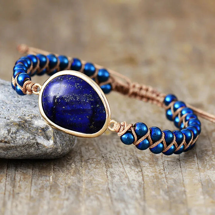 Stilvolles Freundschaftsarmband als Geschenkidee für Paare. Gotischer Schmuck aus Naturstein & Geflecht.