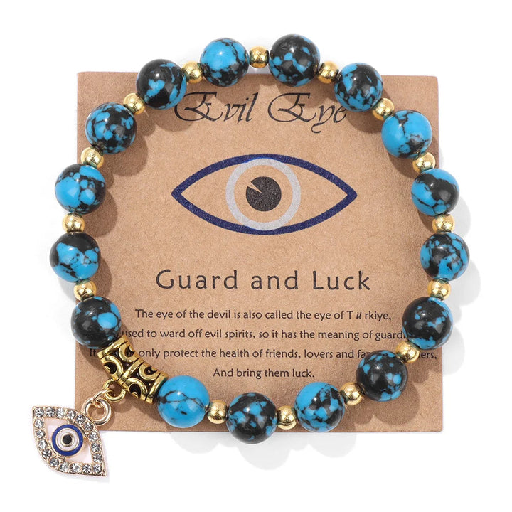 Elegantes Unisex Perlenarmband aus Onyx und Sodalith mit türkischem Böses-Auge Anhänger. Spiritueller Schutz.