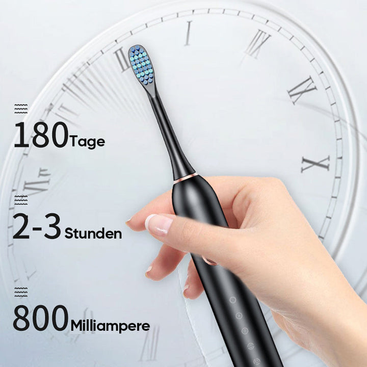 Blaue elektrische Schallzahnbürste für Erwachsene, fördert gesunde Zähne & umfassende Mundhygiene.