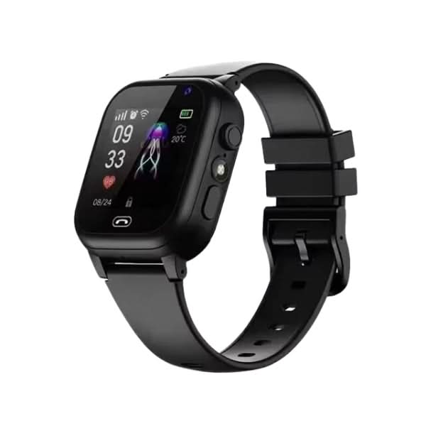 Schwarze GPS Uhr für Kinder mit Videoanruf-Funktion. Wearable Kinder Smartwatch für sichere Kommunikation.