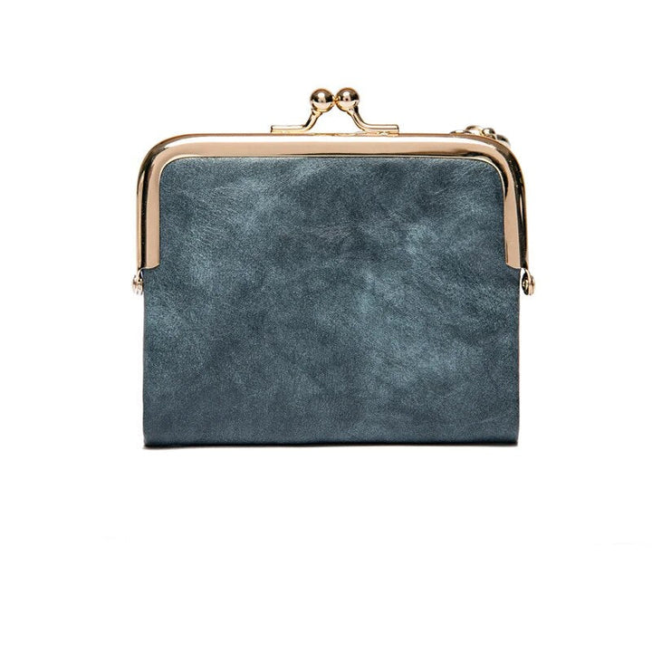 Elegante Vintage Damen Geldbörse mit Kussverschluss, kompakt und stilvoll, Vorderansicht.