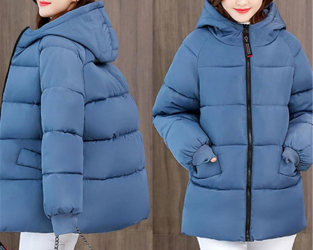 Warme Damen Kapuzenjacke, Oversize Winterparka, Plus Size Fashion.