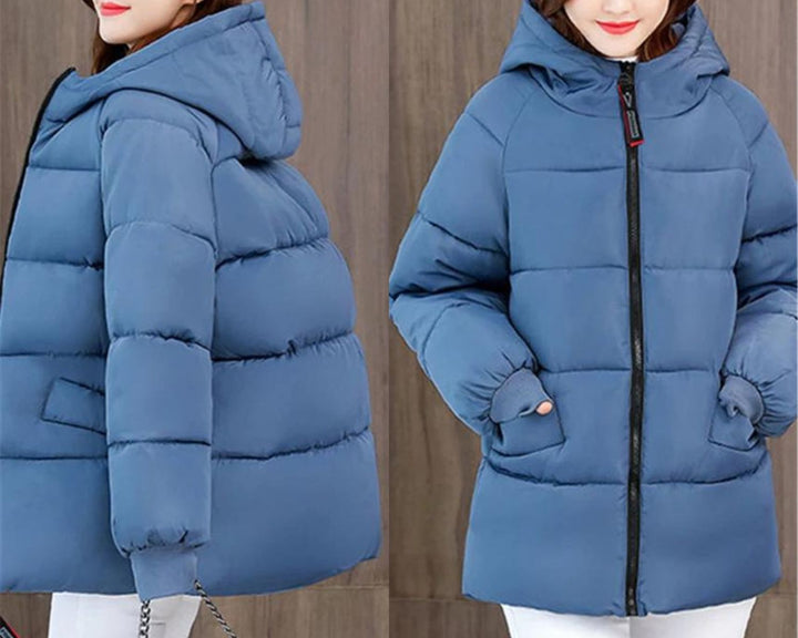 Warme Damen Kapuzenjacke, Oversize Winterparka, Plus Size Fashion.