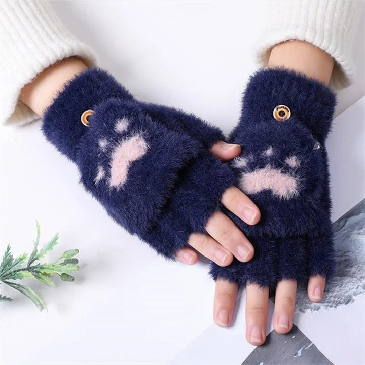 Elegante Damen Winterhandschuhe, Klapp-Design. Hält Hände stilvoll warm.