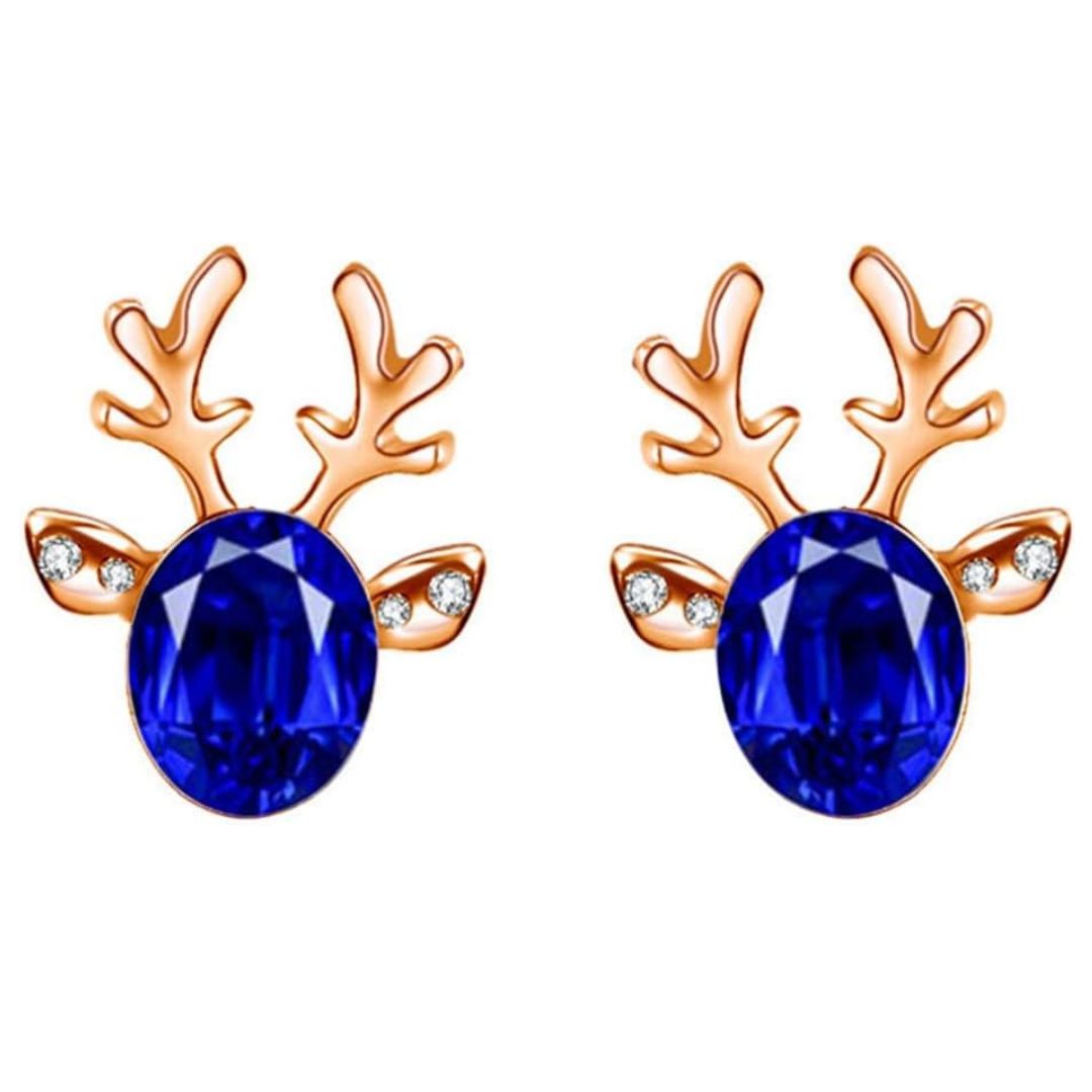 Damen Ohrringe: Elegante Rentier-Ohrstecker mit funkelnden Glitzerkristallen. Perfektes Weihnachtsgeschenk.