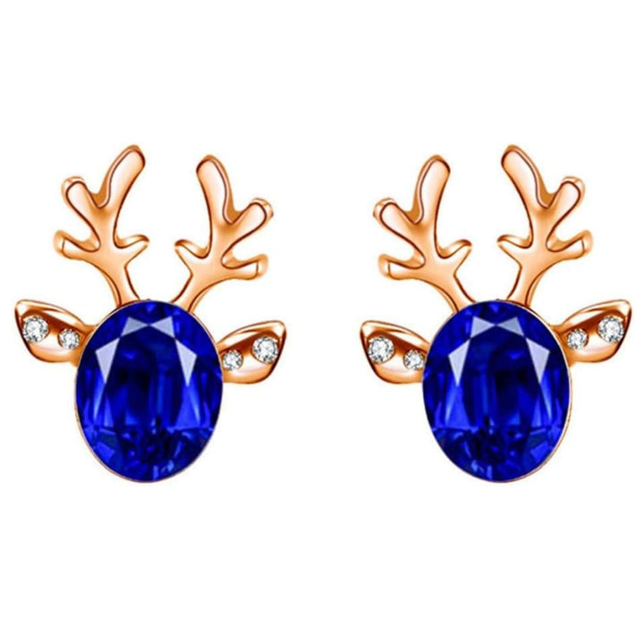 Damen Ohrringe: Elegante Rentier-Ohrstecker mit funkelnden Glitzerkristallen. Perfektes Weihnachtsgeschenk.