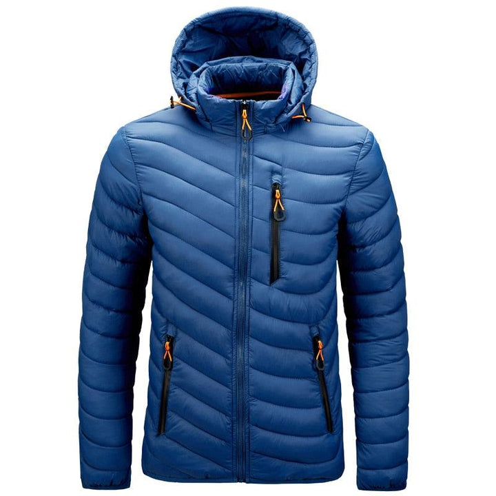 Hochwertige Herren Pufferjacke mit Kapuze, sehr warm und bequem, optimaler Kälteschutz für jede Winteraktivität.