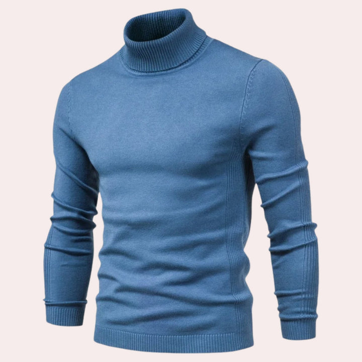 Moderner Herren Rollkragenpullover, ideal für stilvolle Winter-Outfits. Warm, bequem & langarm.