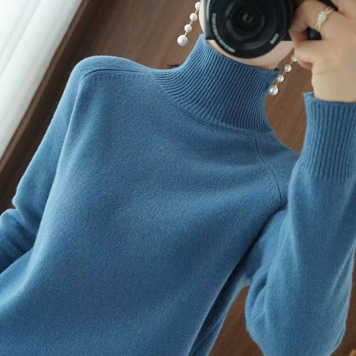 Vielseitiger Damen Rollkragenpullover, warmer Langarm-Sweater für Freizeit und elegante Winterlooks.