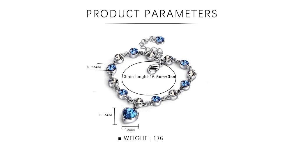 Exquisites Damen Silberarmband 'Herz des Ozeans', besetzt mit glänzenden Zirkonia-Kristallen.