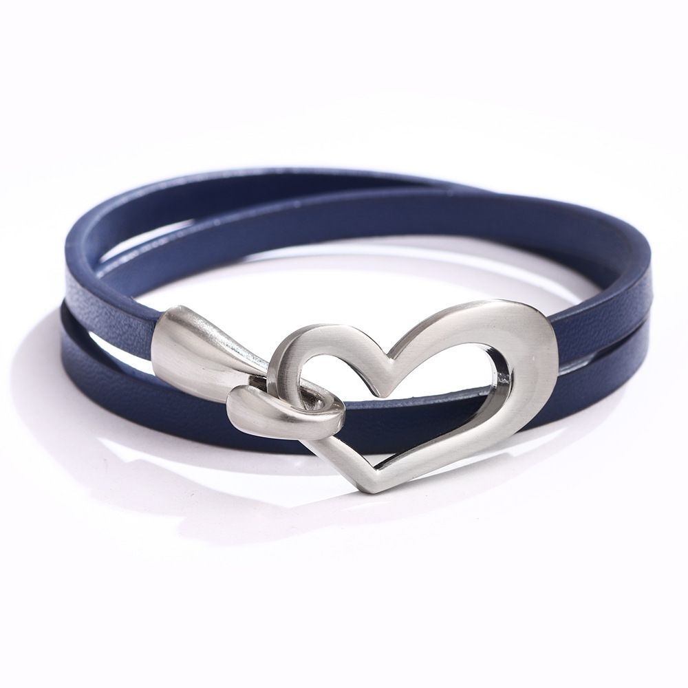 Romantisches Damen Leder-Herzarmband, ideale Geschenkidee zum Valentinstag oder Geburtstag.