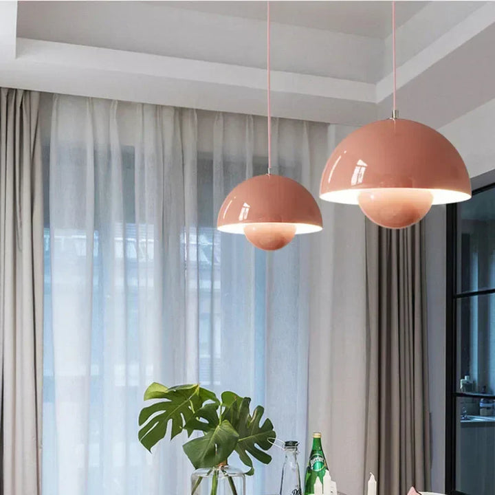 Design Blumen-Deckenlampe für das Wohnzimmer, nordischer Stil, farbig, aus Glas und Metall.