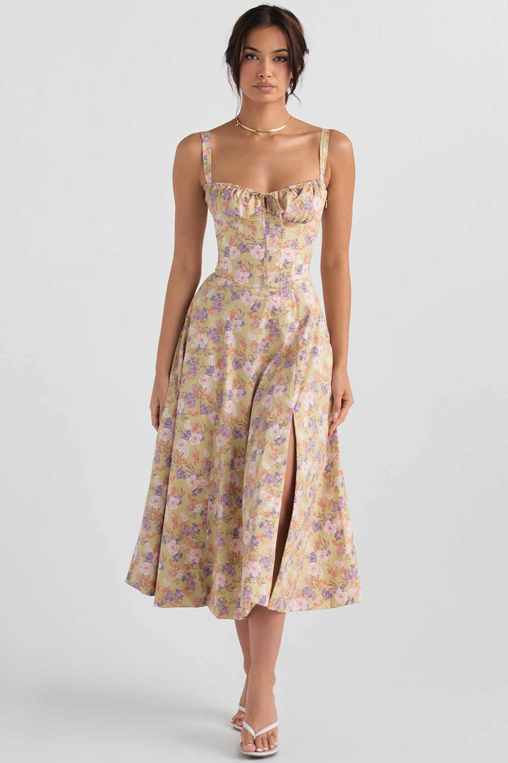 Damen Bustierkleid, tailliert und elegant, für Frühling/Sommer, mit frischem, floralem Design.