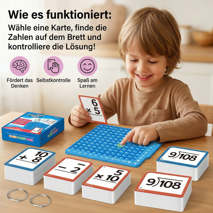 Pädagogisches Lernspiel für Kinder: Mathe-Grundlagen mit Lernkarten & Rechenbrett für Vorschule & Grundschule.