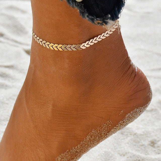 Sommerliche Perlen Fußkette, verstellbarer Damen Schmuck für Strand, Urlaub oder Freizeit.