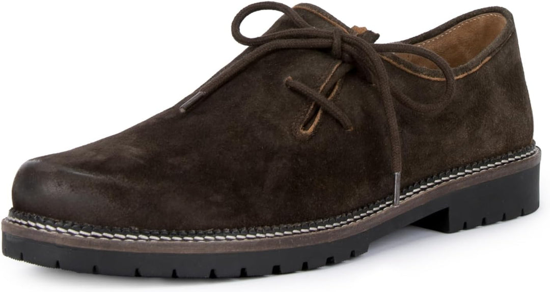 Traditionelle Haferlschuhe für Herren mit Schnürung, aus braunem Leder für Trachten & Oktoberfest.
