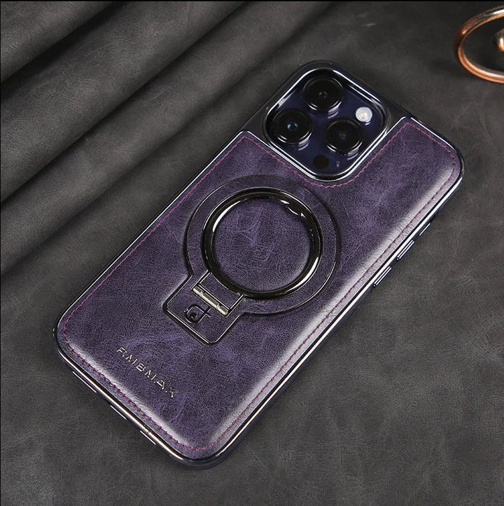 Grüne luxuriöse iPhone Hülle aus Leder mit Handyständer. Maximaler Schutz und elegante Optik.