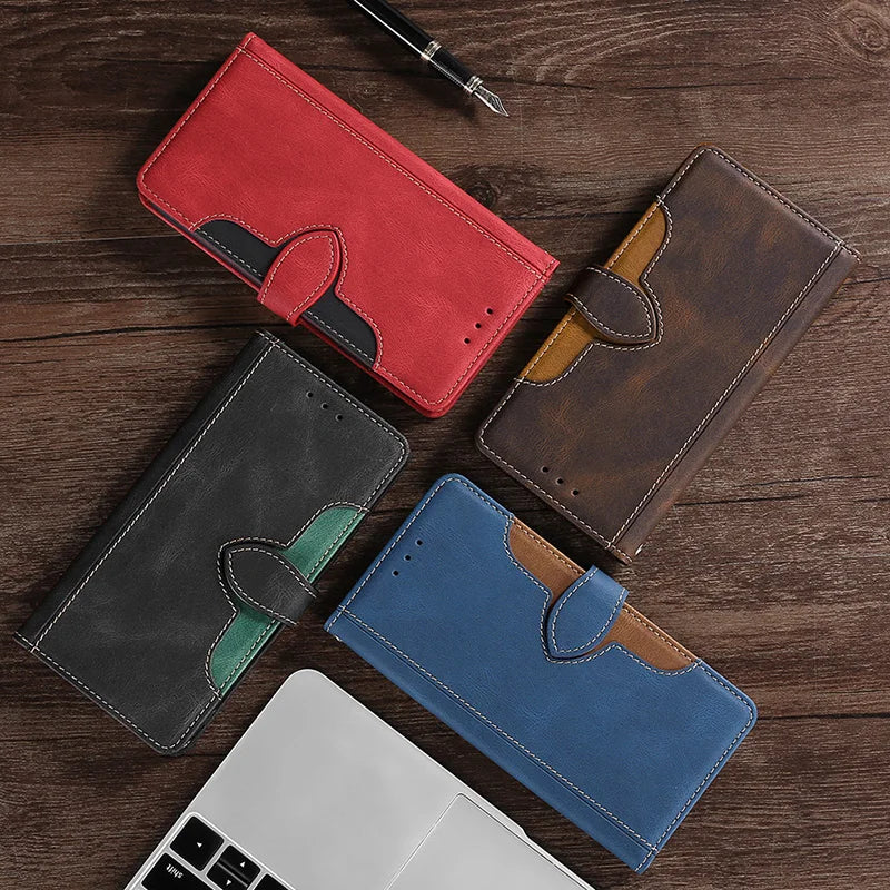 Braune magnetische iPhone Lederhülle mit Brieftasche, Flip Case Design & Kartenfächern für optimalen Schutz.