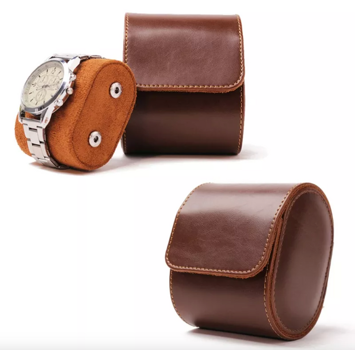 Vintage Uhren-Organizer für Reisen und Zuhause. Elegantes PU-Leder Uhrenetui zur sicheren Aufbewahrung von 3 Uhren.