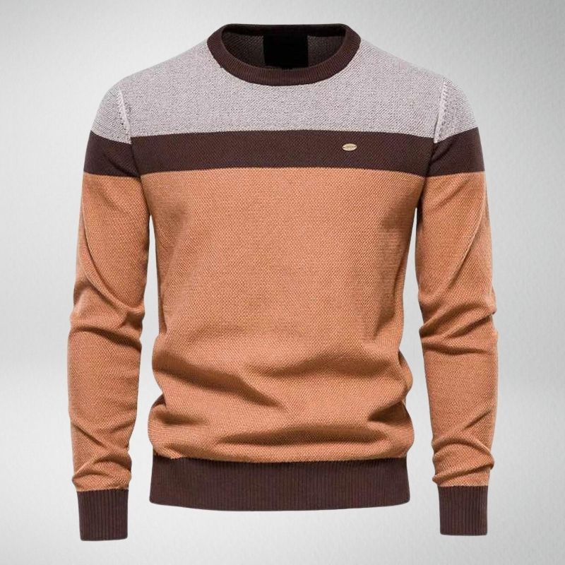 Bequemer, stilvoller Herren-Strickpullover für Herbst & Winter. Rundhals-Freizeitpullover, langarm.