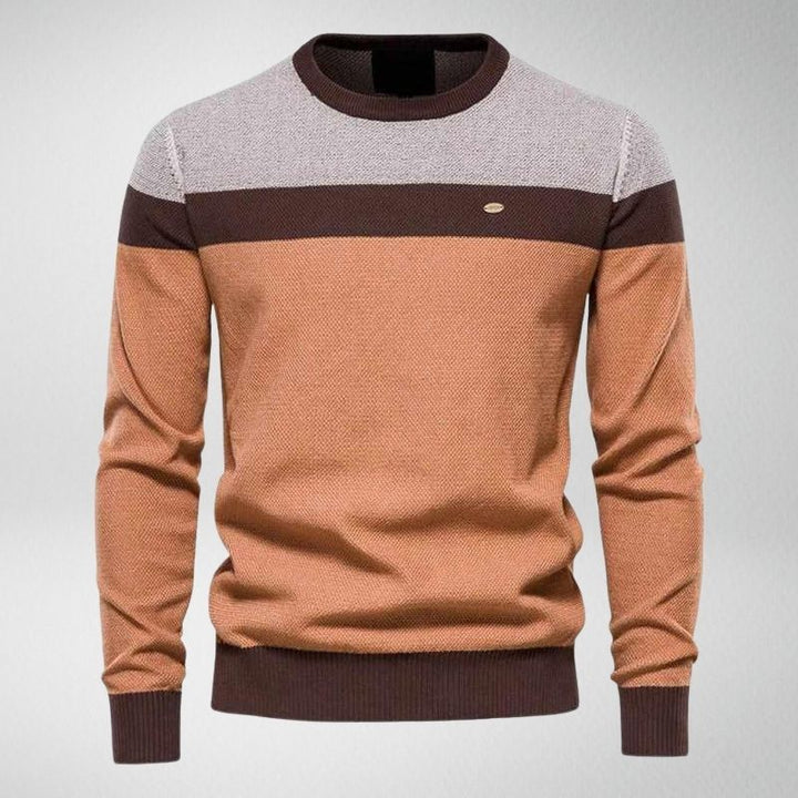 Bequemer, stilvoller Herren-Strickpullover für Herbst & Winter. Rundhals-Freizeitpullover, langarm.
