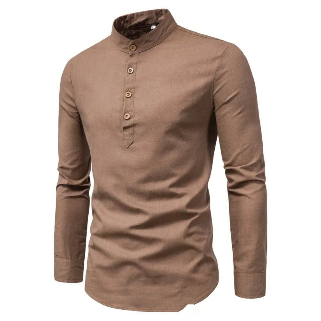 Traditionelles Herren Trachtenhemd Albert im Slim Fit. Langarmhemd mit modernem Stehkragen, ideal für Trachtenmode.